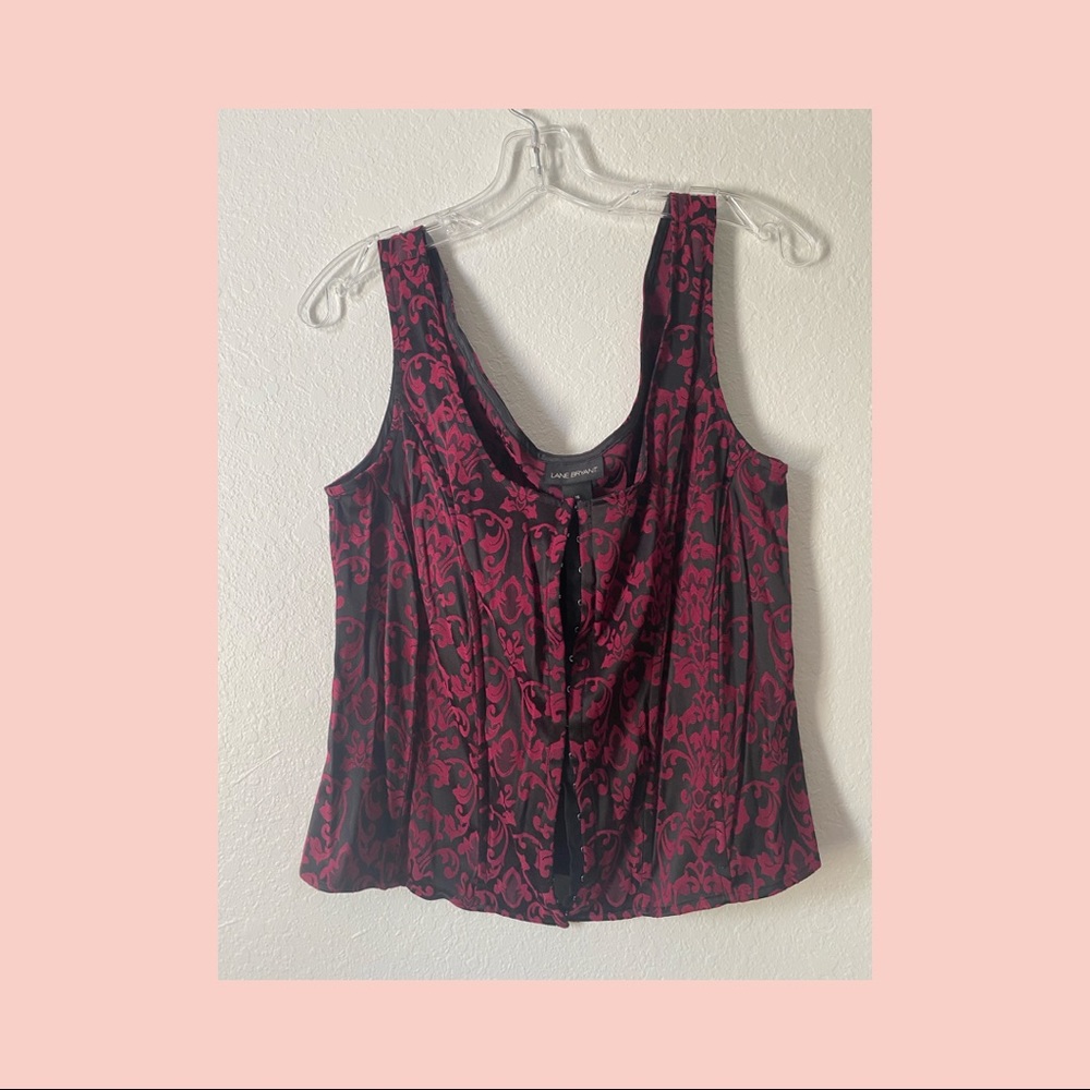Lane Bryant- Burgundy & Black Corset Top 16 NEW